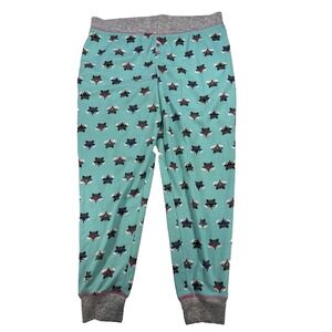 Sleep Riot Juniors XL Teal Raccoon Sleepwear Lounge Pants Cabincore Cozy